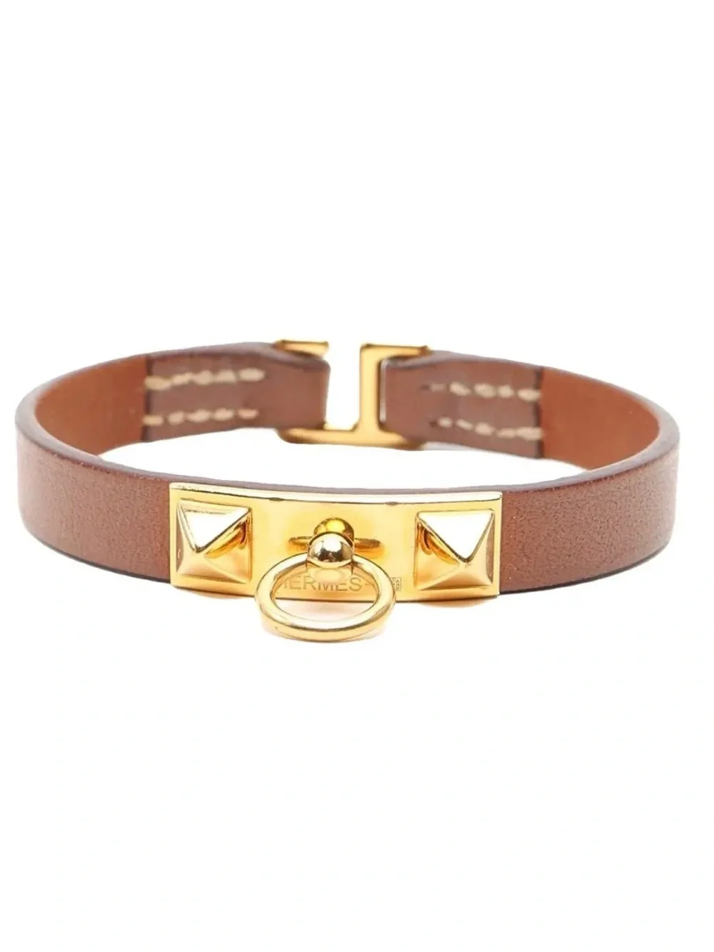 Hermes Rivale Mini Leather Bracelet with Gold Hardware - Picture 2 of 7